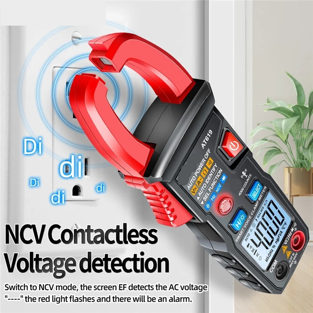 Clamp Meter Voice Broadcast Digital Multimeter 4000 Counts AC/DC Current Voltage Tester ,High&Low Sensitivity