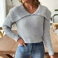 thumbnail image 2 of PuLe Sweaters for Women Womens Big Lapel Collar Sweater Long Sleeve Top Knitted Sweater Casual Pullover Sweaters Jumper Tops ﻿, 2 of 8