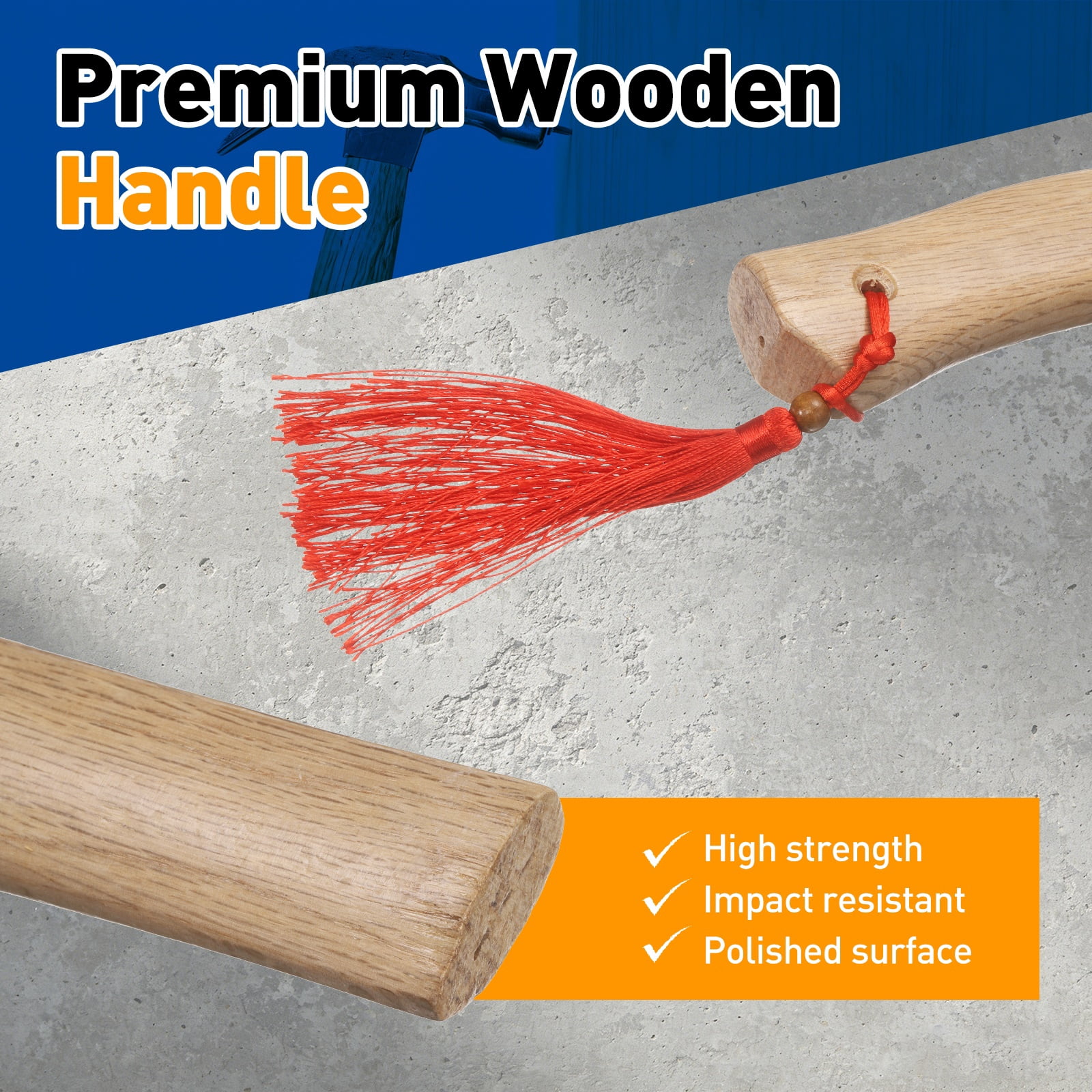 Uxcell 2pcs Wood Axe Handle Replacement 12.6" Universal Hickory Hatchet Handle with Round Wedges for Camping Gardening Axe