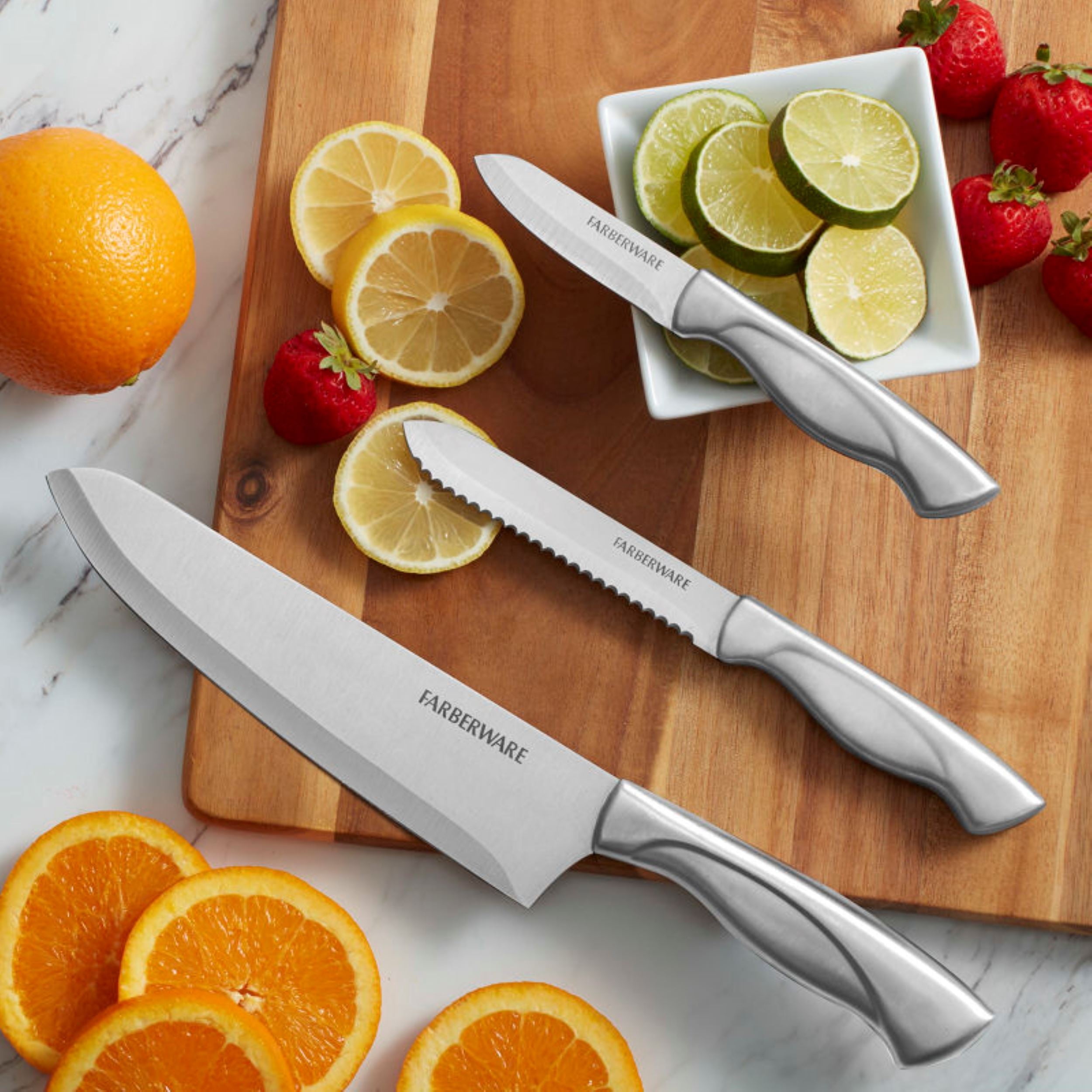 Farberware Classic 22 Piece Stamped Stainless Steel Knife Set and Utensil Set