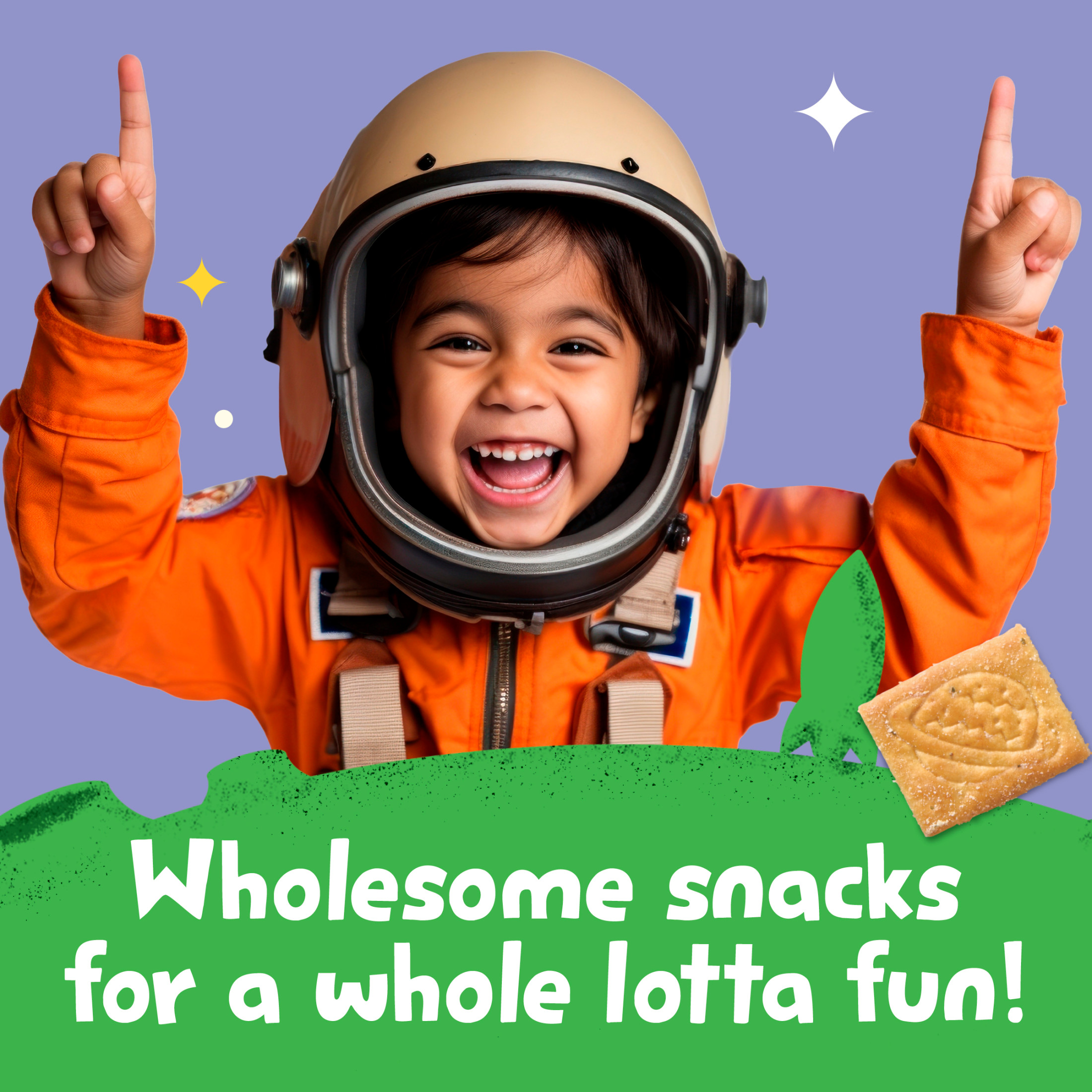 (6 pack) Get'ems! For Kids Space Crackers, Parmesan, Kid Snack, 5 oz Bag