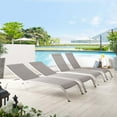 thumbnail image 2 of Lounge Chair Chaise, Set of 4, Aluminum, Metal, Steel, Grey Gray, Modern Contemporary Urban Design, Outdoor Patio Balcony Cafe Bistro Garden Furniture Hotel Hospitality, 2 of 5