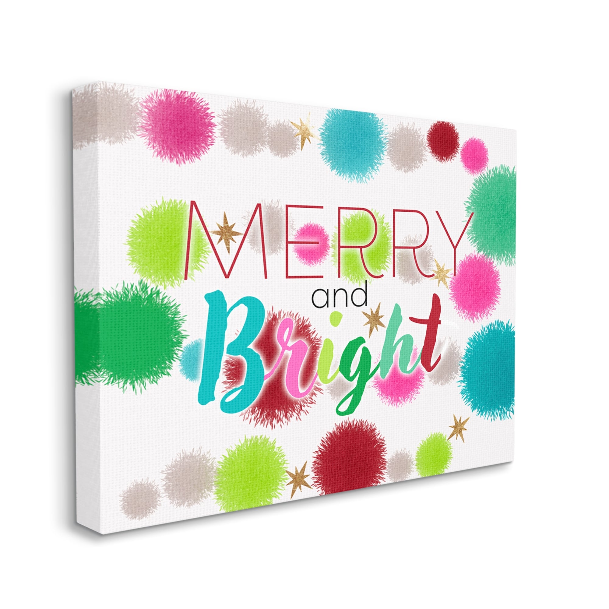 Stupell Industries Merry & Bright Bold Holiday Phrase Holiday Painting Gallery Wrapped Canvas Print Wall Art