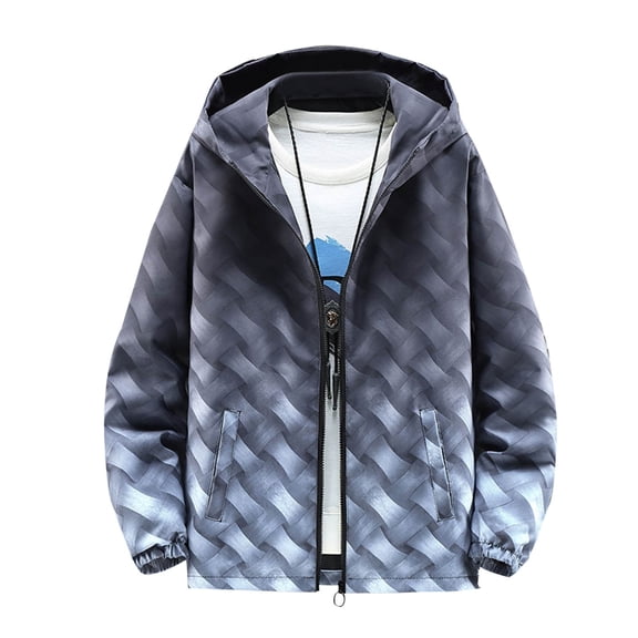 WREESH Men's Gradient Zipper Jacket - Lightweight Water-Proof Coat with Multi-Pocket Design,Breathable Outdoor Spring Fall Layer