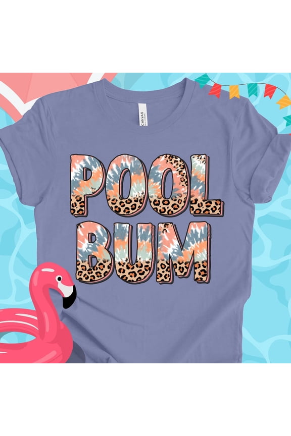 Pool Bum Graphic Tee Women T Shirt Summer Plus Size Shirt Mom Fun Bright Tshirt Pool Days Lifeguard Pool Coverup 2Xl 3Xl 4Xl 5Xl 6Xl