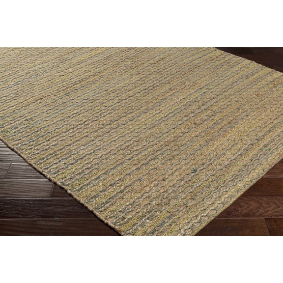 Hauteloom Molus Jute Living Room, Bedroom Area Rug - Natural Fibers - Beige, Light Green, Medium Green - 5' x 7'6"