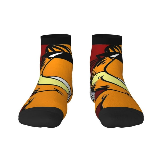 Zufioo Garfield Print 30cm Adult Socks, Contrast Color Straight Socks Sports Socks - Moisture Wicking, High Elasticity, Unisex