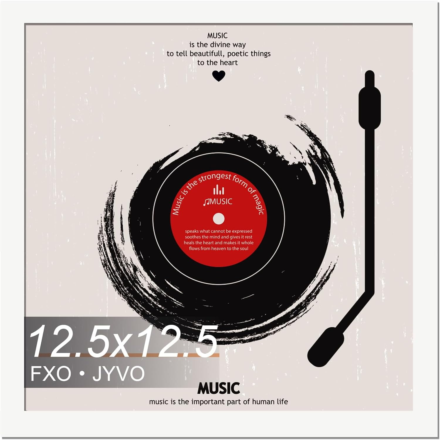 Vinyl Record Frame Display for 12 inch LP with 12.5x12.5 Album Cover White 1 Pack 12.5x12.5