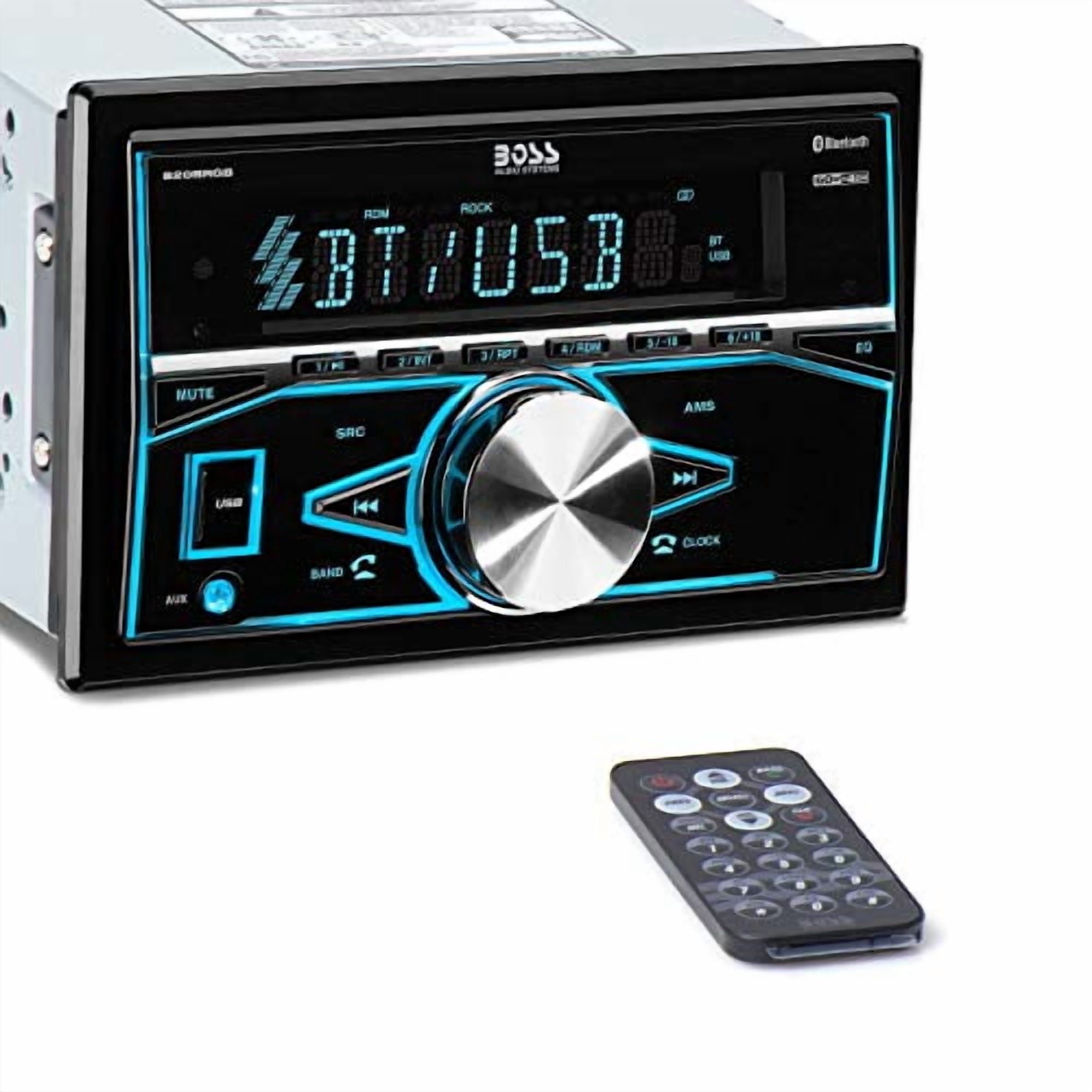 BOSS Audio Systems 820BRGB Car Stereo - Double Din, Bluetooth, No CD DVD Player, AM/FM Radio Receiver, Multi Color Illumination, Wireless Remote Control, Aux In, USB