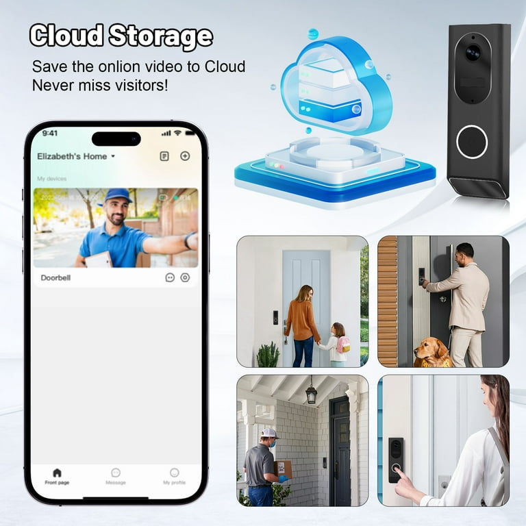 AEEZO Smart Video Doorbell Camera 2.4G Wi Fi with Industry Leading HD Camera Smart Security Night Vision and Alexa enabled 2 Way Talk Cloud