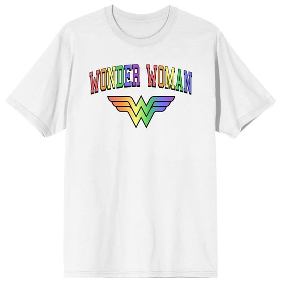 DC Comic Book Wonder Woman Rainbow Logo White Graphic Tee - M