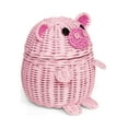 thumbnail image 5 of Pig Rattan Storage Basket with Lid Decorative Home Decor Hand Woven Shelf Organizer Cute Handmade Handcrafted Gift Decoration Artwork Wicker Piggy, 5 of 8