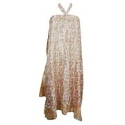 Mogul Boho Chic Wrap Skirt White Orange Floral Print Beach Cover Up Dress