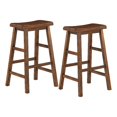 thumbnail image 1 of Tulsa 29" Wood Saddle Stool 2-Pack in Brown Wood Tone Finish, 1 of 8