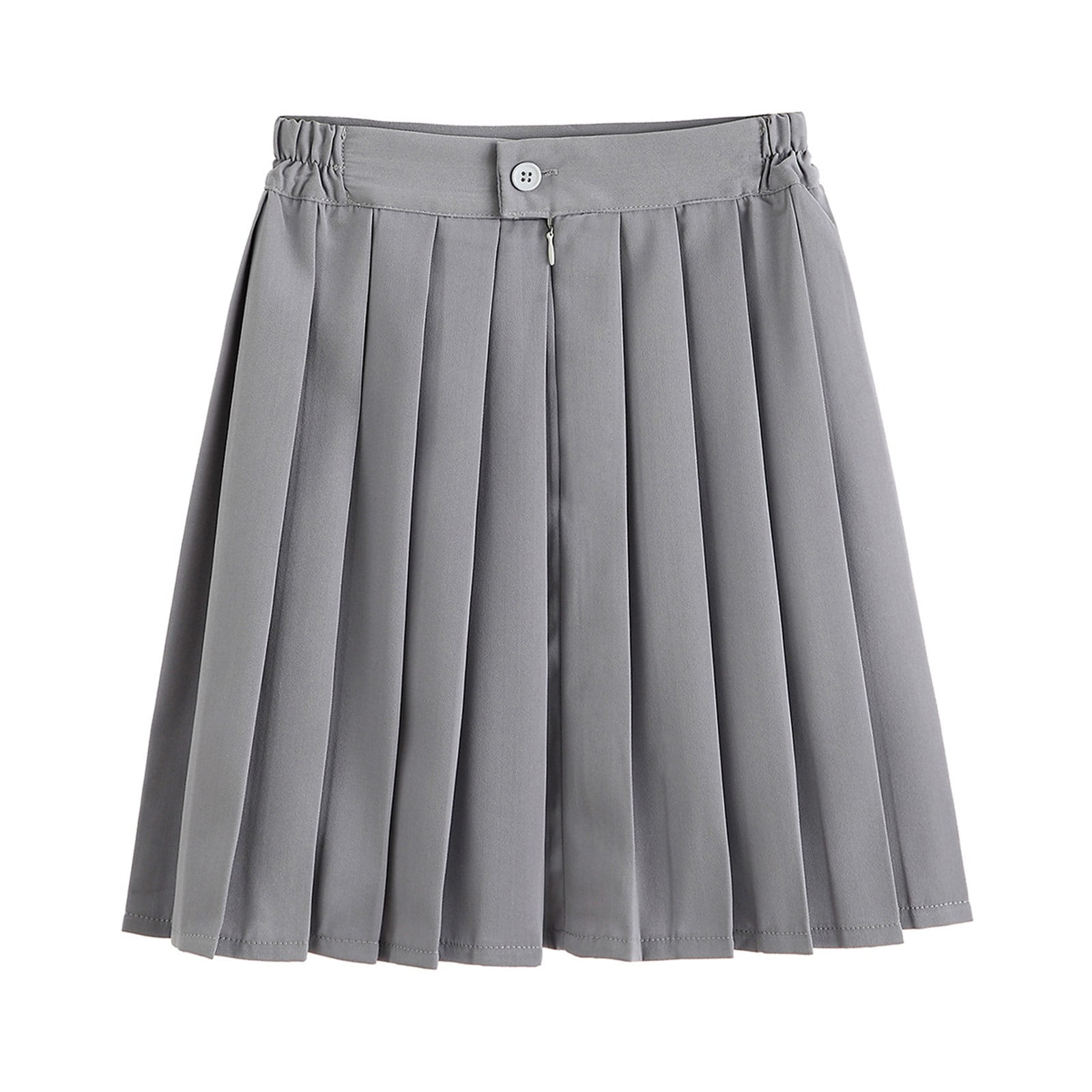 スカート helk SLIT PLEATED SKIRT (GRAY) VUPSGEZ Women Fashion School Uniform Solid Pleated Skirt