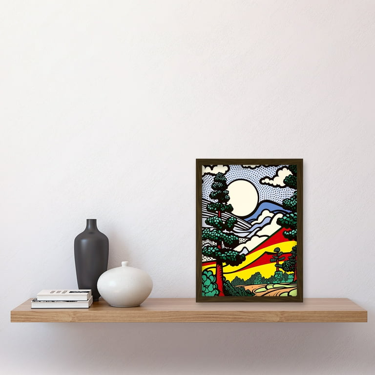 Modern Pop Art Forest Mountain Landscape Bright Colourful