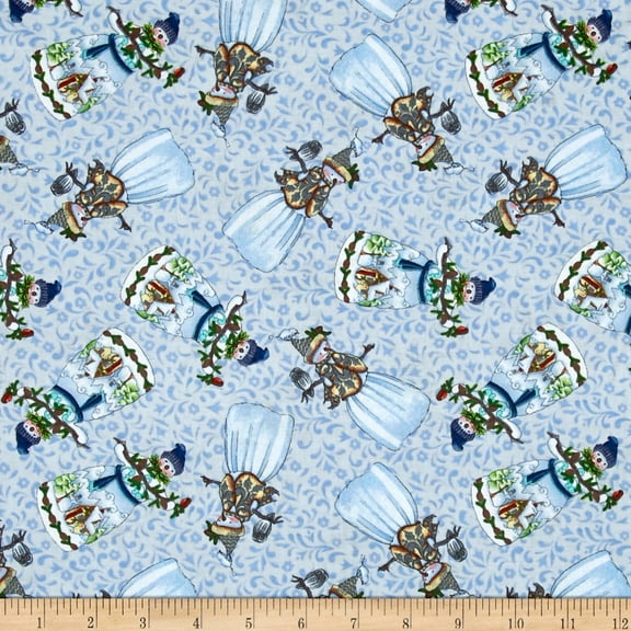 Springs Creative Jim Shore Woodland Tossed Snowmen 100% Cotton Fabric sold by the yard