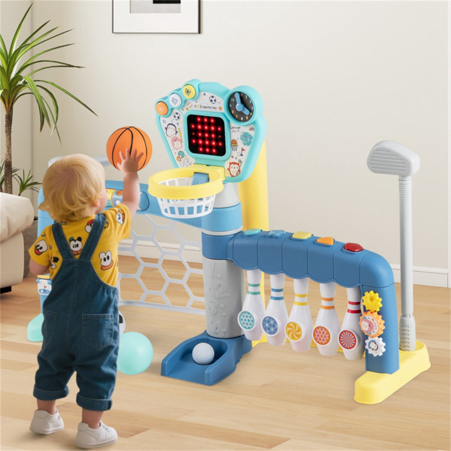 5 in 1 Toddler Sports Activity Center with Basketball Hoop Soccer Golf,  18 Months+​