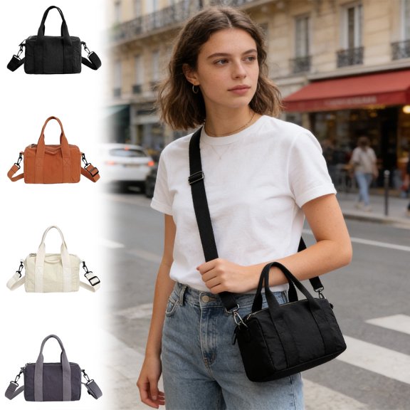 Casual Canvas Tote Shoulder Bag Crossbody Purse, Polyester Small Outdoor Handbag, Water Resistant, Adjustable Strap, 4 Colors, 8.27 x 5.51 x 3.54 in