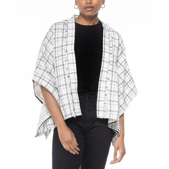 INC INTERNATIONAL CONCEPTS Two-Tone Contrast Tweed Kimono