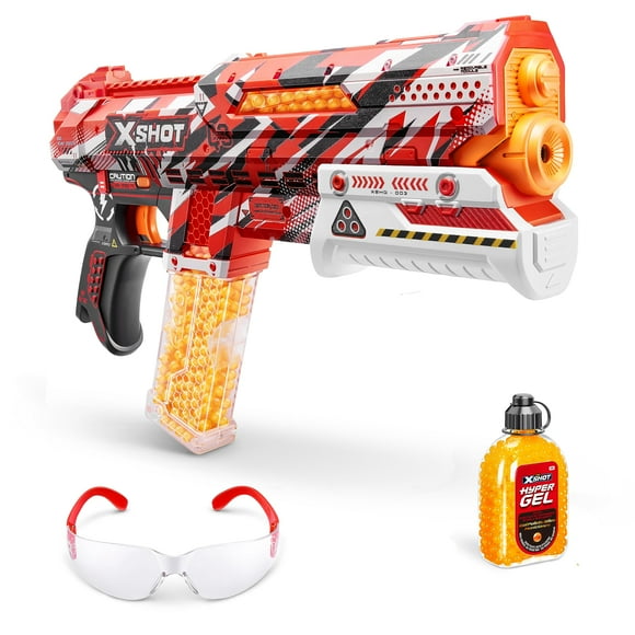 XShot Hyper Gel Blaster, Blaster Manuel Prime Gel & 5,000 Pastilles Hyper Gel, Capacité 100 Hopper & Capacité 400 Mag, Lunettes, 14 Ans et Plus par ZURU
