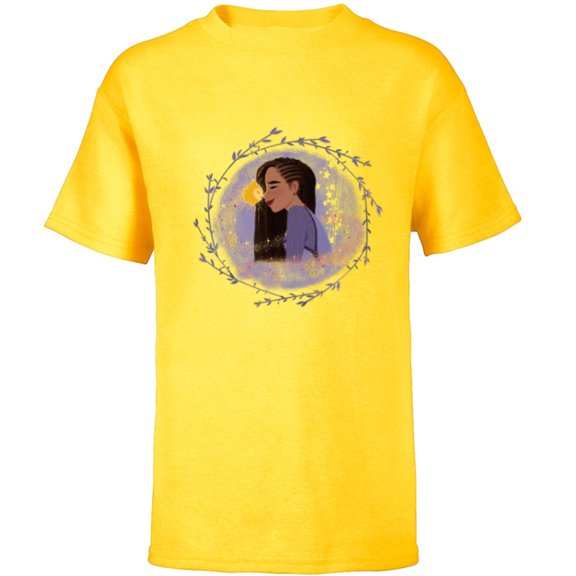 Disney Wish Asha and Star Nose to Nose Circle - Short Sleeve T-Shirt for Kids - Customized-Yellow