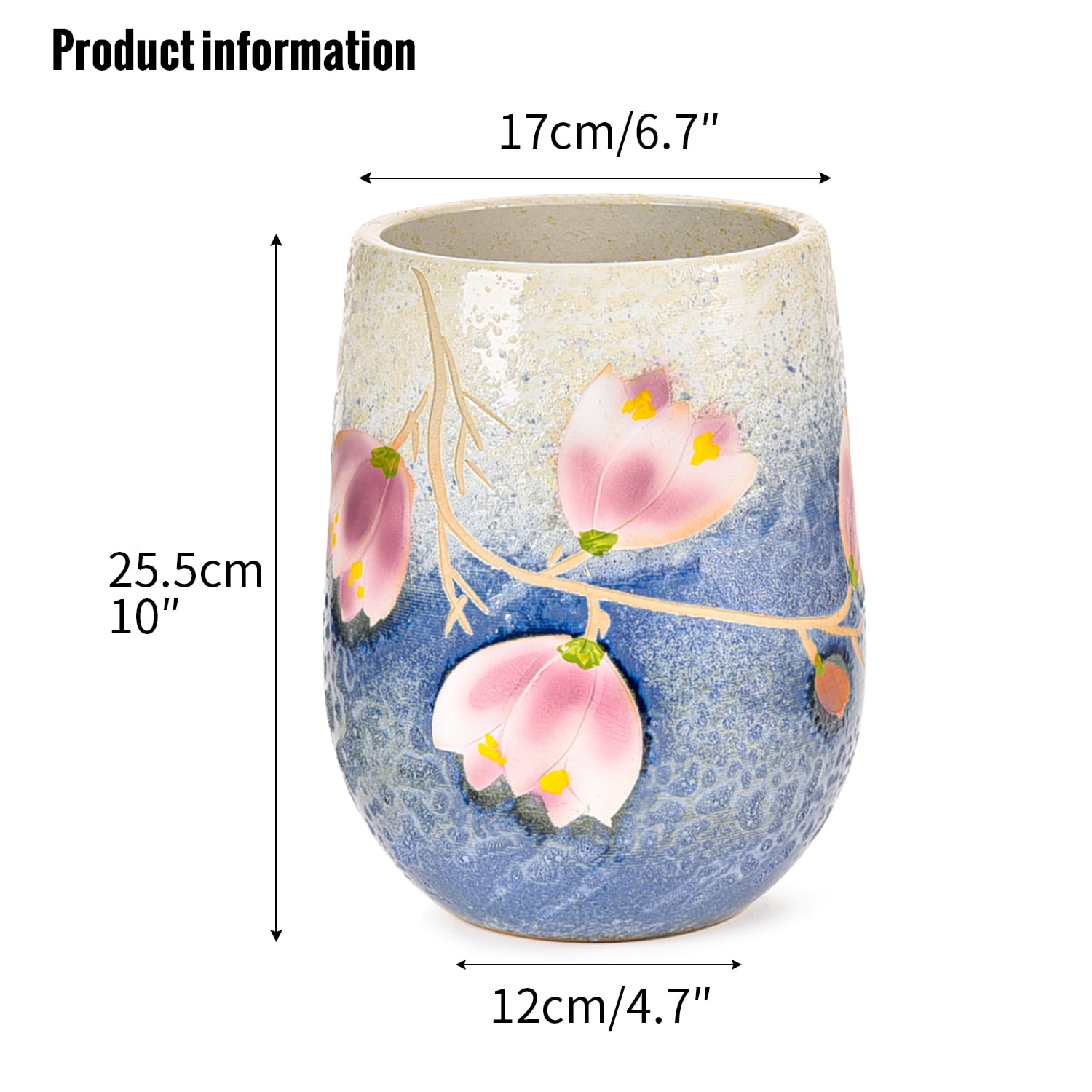 Sungmor 10.6 Inch Ceramic Succulent Plant Pot with Drainage Hole, Hand Painted Flower Pots for Plants, Unique Texture Decorative Planter for Indoor and Outdoor, Pottery Vase for Home Office Decor