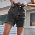thumbnail image 6 of AGWOLF Womens High Waisted Jean Shorts Summer Baggy Stretchy Straight Leg Short Jeans Trendy Raw Hem Distressed Denim Shorts, 6 of 8