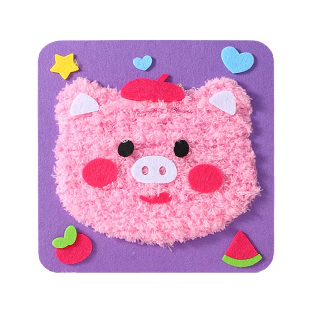 Bordado Animal Kit Pintura Creativa Artesanía Lana Diy (cerdo)