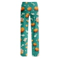 thumbnail image 5 of Womens Pj Pants Halloween Pumpkin Print Wide Leg Drawstring Pajama Bottoms, 5 of 5