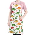 thumbnail image 5 of White Cartoon Dinosaurs Pineapples Pattern Apron-Garden Aprons for Women with Pockets-Cotton Linen Waterproof Kitchen Cooking Gardening Aprons Adjustable for Kitchen,Cooking,BBQ and Salon 33x27 Inch, 5 of 7