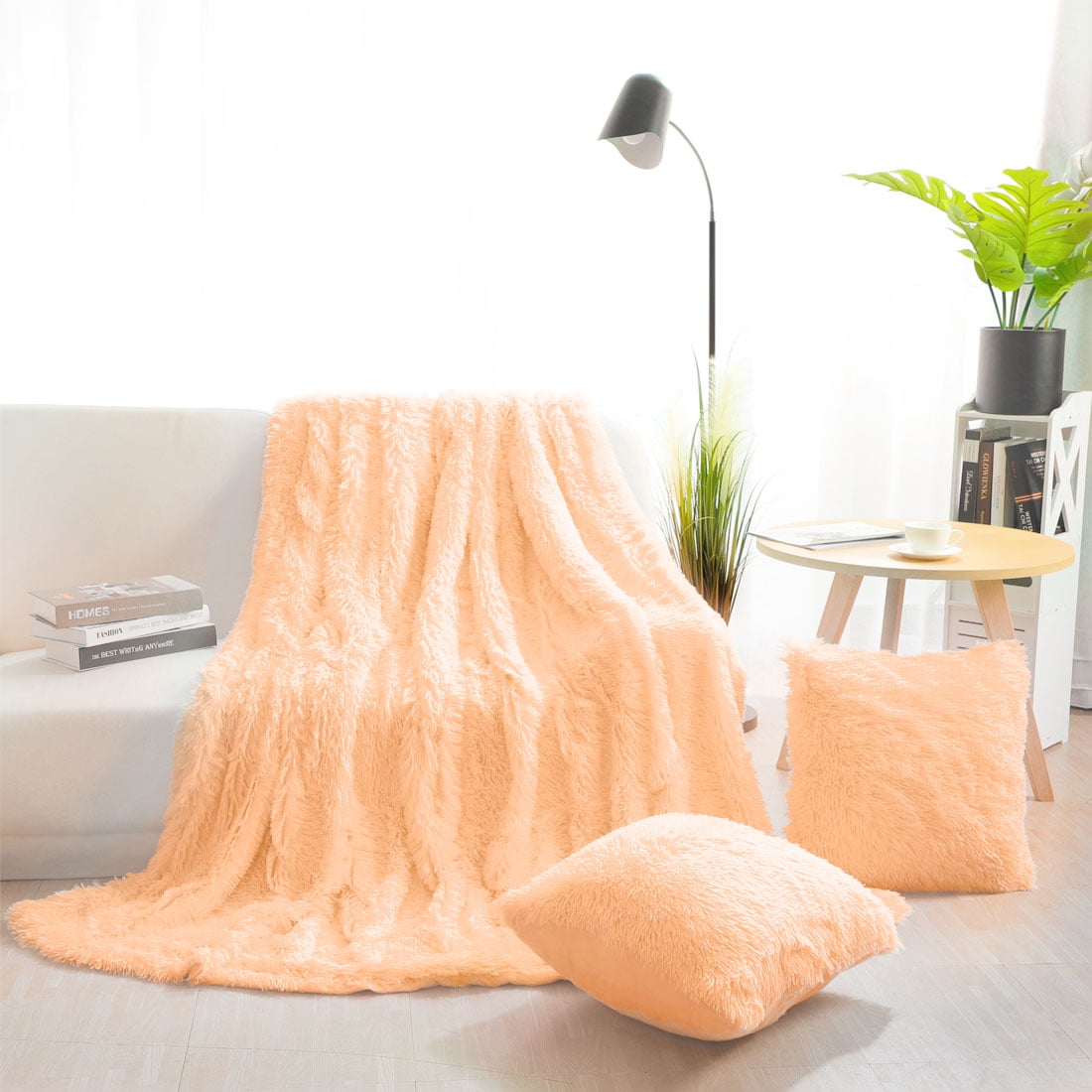 pastel orange throw blanket