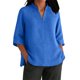 thumbnail image 3 of Blusas para mujer,Blusa informal de poliéster con cuello en V y mangas 3/4 para mujer, color liso, para uso diario, sopatenor, 3 of 9
