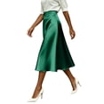 thumbnail image 3 of Squevariel Womens Satin Silk Midi Skirt Casual High Waist Skirts Fashion Soft Solid Color Long Skirt, 3 of 8