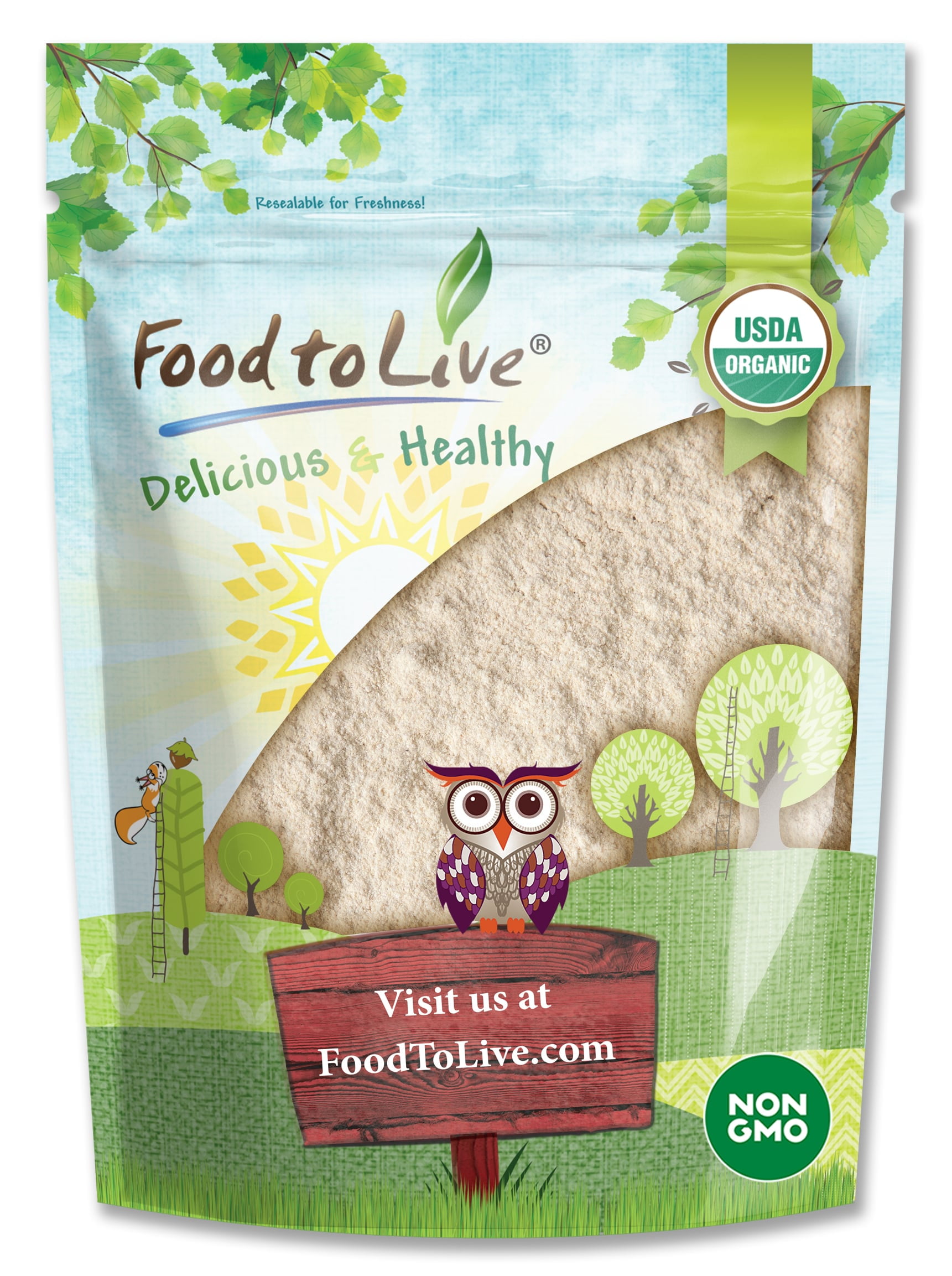 Organic White Quinoa Flour, 2 Pounds — Non-GMO, Kosher, Raw, Vegan — by Food to Live