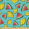 thumbnail image 2 of Ambesonne Tropical Fabric by the Yard Upholstery, Pineapple Watermelon Slice, 2 Yards, Dark Coral and Earth Yellow, 2 of 5