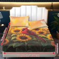 thumbnail image 6 of Jiueut Cardinal Sunflower Pattern 3 Pack Twin Bed Sheet Set, Easy Care Fitted Sheet and 2 Lightweight Pillow Cover Wrinkle Free Bedroom Decoration with Elastic Band for Kids Boys, 6 of 7