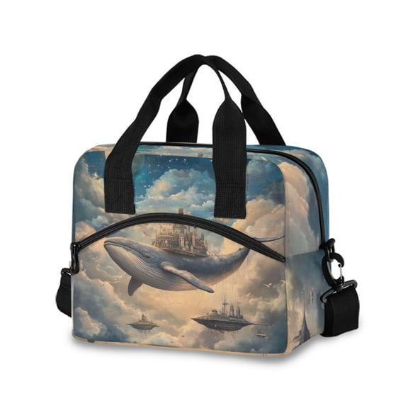 FORMRS Reusable Lunch Bag for Work School Leakproof Insulated Cooler with Adjustable Shoulder Strap, Floating Whale