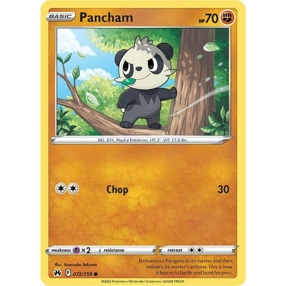 Pokemon Crown Zenith Common Pancham #72