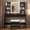 Black, variant on Toogaho Makeup Vanity Set with Stool & Lighted Mirror,Vanity Dressing Table with 4 Shelves & 3 Drawers & Power Outlet & 6 Feet Power Cords for Bedroom,Dressing Room,Nature Oak