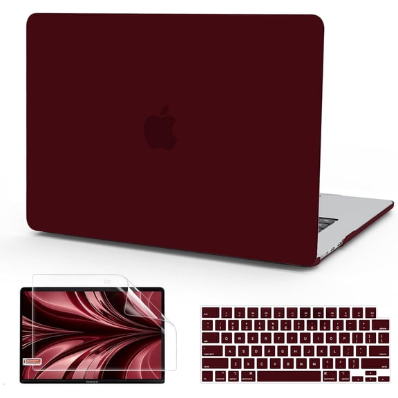 Compatible with MacBook Air 13 inch Case M5 2026 2025-2022 M4 M3 M2 A3449 A3240 A3113 A2681, Plastic Hard Shell Case Keyboard Cover Screen Protector for MacBook Air 13.6 inch Case, Marsala Red