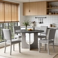 thumbnail image 7 of Leovanni Modern 47" 5-Piece Solid Wood Round Dining Table Set with 4 Upholstered Chairs, Pedestal Base Kitchen & Dining Room Set, Gray, 7 of 7
