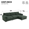 thumbnail image 3 of Harper & Bright Designs L-Shaped Chenille Sectional Sofa with Storage Ottoman & Pockets, USB Charger, 3-Seat Deep Couch Set with Adjustable Phone Holder & Wide Seat for Apartment, 96.5'' Green, 3 of 21