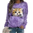 thumbnail image 2 of Sudadera con cuello redondo informal con estampado de gato lindo para mujer europea y americana, 2 of 4