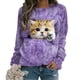 thumbnail image 2 of Sudadera con cuello redondo informal con estampado de gato lindo para mujer europea y americana, 2 of 5