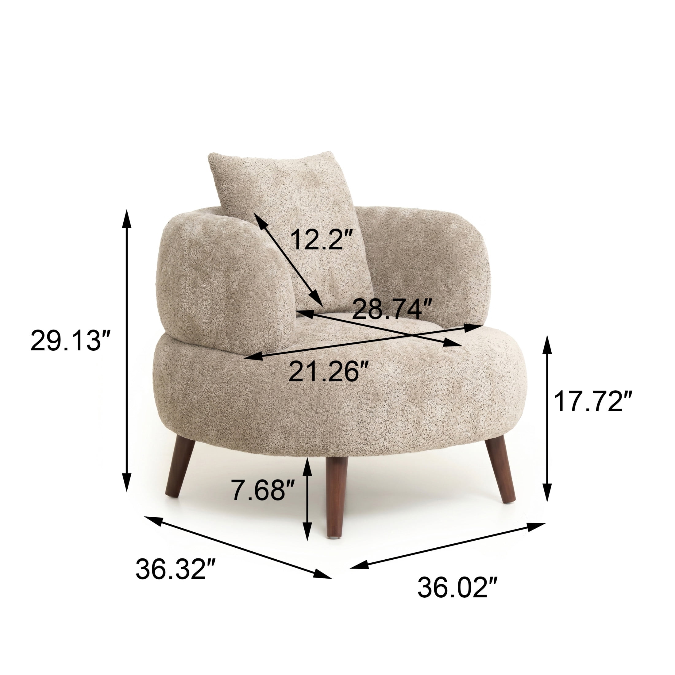 Noble House Kilby Nordic 36" Chenille Bucket Accent Chair with Ottoman, Lazy Lounge Club Chair for Living Room, Camel