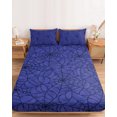 thumbnail image 2 of Cal.King Size Fitted Sheet Set - Navy Blue Halloween 3 Piece Bedding Sets 16" Deep Pocket Fitted Sheet with 2 Pillowcases, Black Spiders Net Classic Gingham Brushed Microfiber Hotel Luxury Bed Sheets, 2 of 9