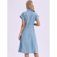 thumbnail image 3 of DARING DIVA Denim Shirt Button Down Short Sleeves  Dress Small Blue, 3 of 5