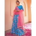 thumbnail image 4 of Janasya Women's Blue Crepe Silk Digital Floral Printed Skirt Blouse With Scarf, 4 of 5