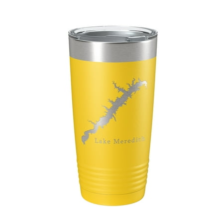 

Lake Meredith Map Tumbler Travel Mug Insulated Laser Engraved Coffee Cup Texas 20 oz Yellow